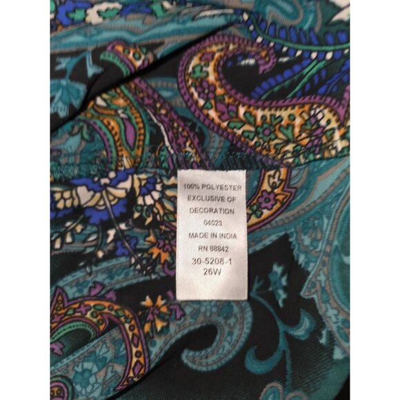 Denim 24/7 Paisley Long-Sleeve Tunic 26/28W With Crochet Detail & Button Boho - Picture 4 of 4